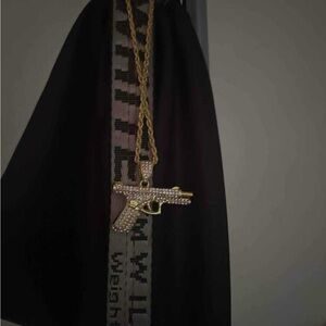 Gold and Silver Gun Pendant without chain